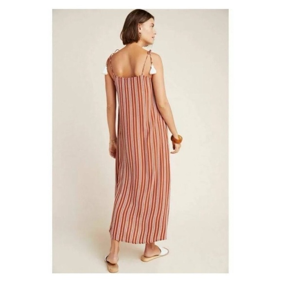 Anthropologie x Faithfull The Brand Brown Stripe Arietta Slip Maxi Dress - Picture 4 of 9